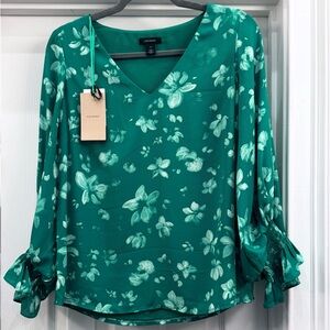 Halogen Green Floral Blouse